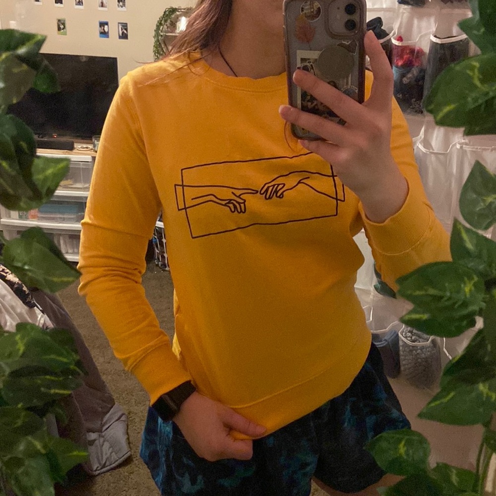 Yellow ‘Creation of Adam’ Hands Sweatshirt